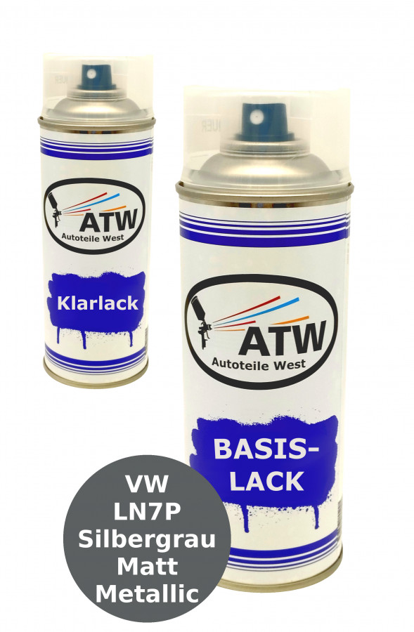 Autolack für VW LN7P Silbergrau Matt Metallic Sprühdose +400ml Klarlack Set